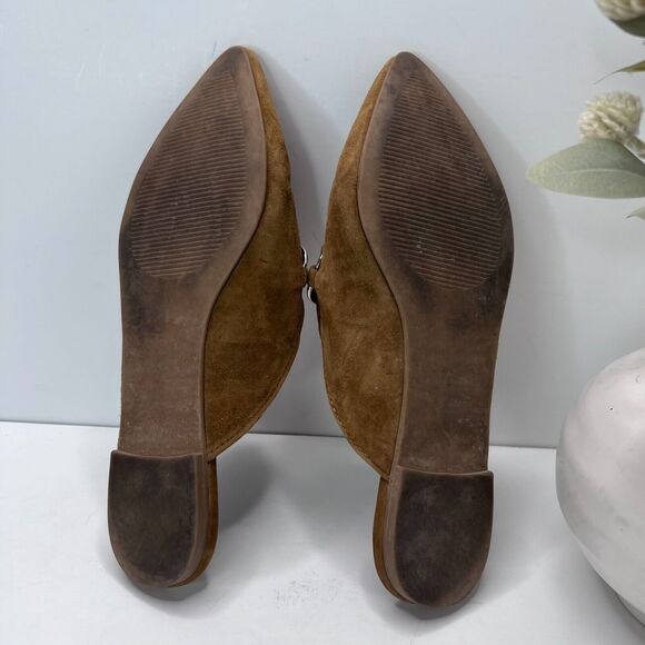 Steve Madden Finn Suede Chain Embellished Pointed Toe Mule Cognac Women's 6.5M - Picture 8 of 9
